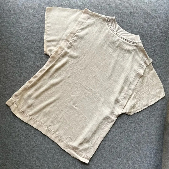 Sam Edelman Cream Flutter Sleeve Blouse Top Small - Picture 6 of 7
